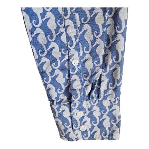 J. CREW Women S Seahorse Shirt Blue White Button Up Long Sleeve Cotton Bust 38" - Picture 5 of 7